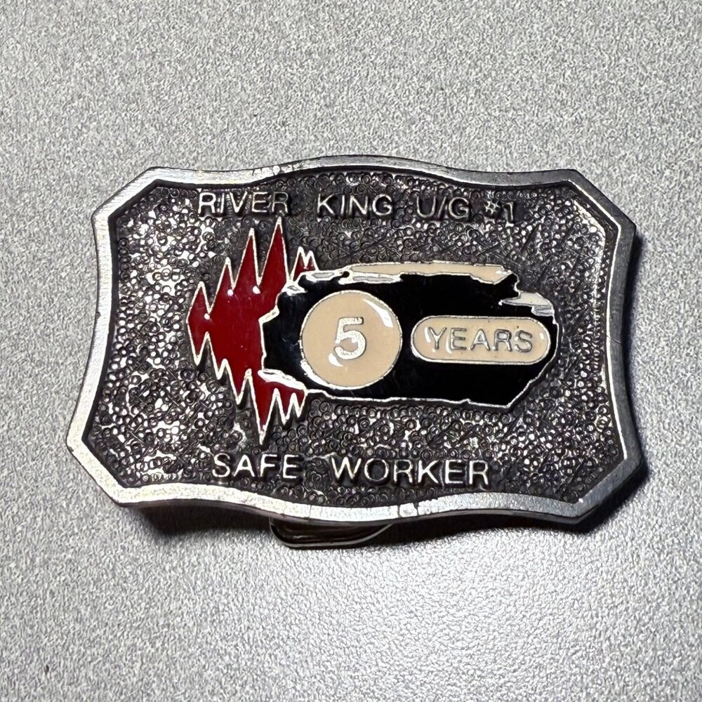 Vintage River King U/G #1 Safe Worker 5 Years Belt Buckle Coal Mining Mine